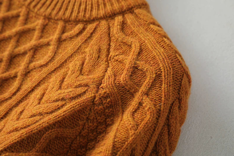 100% Premium Australian Merino Wool Diamond Knit Crew Neck Sweater