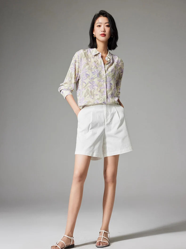 100% Premium Mulberry Silk Charming Flowers Shirt