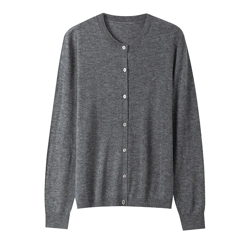 100% Premium Sheep Wool Lightweight Cardigan For Women