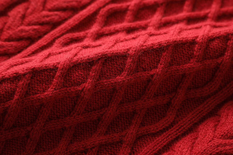 100% Premium Australian Merino Wool Diamond Knit Crew Neck Sweater