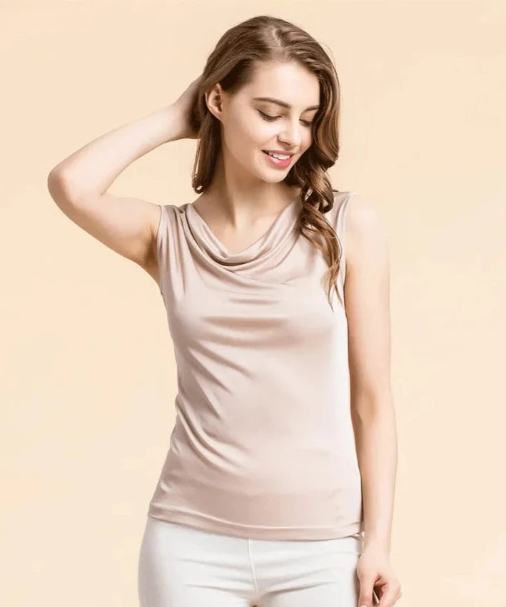 Pure Mulberry Silk Cowl Neckline Top
