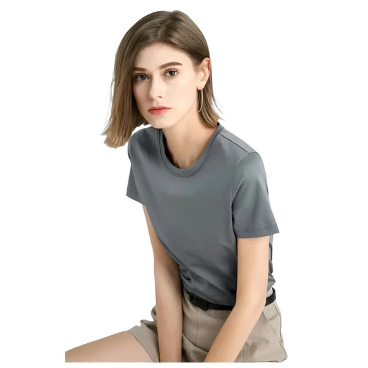 Mulberry Silk Mercerized Cotton Premium Women's T-Shirt