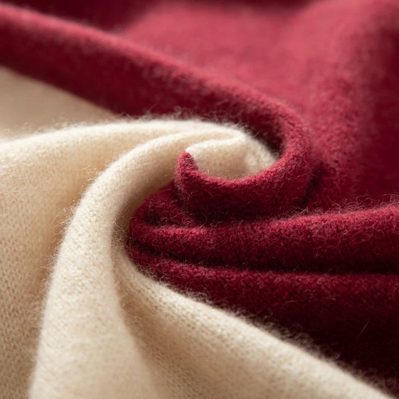 100% Pure Cashmere Knitted Tow-Tone Shawl/Scarf
