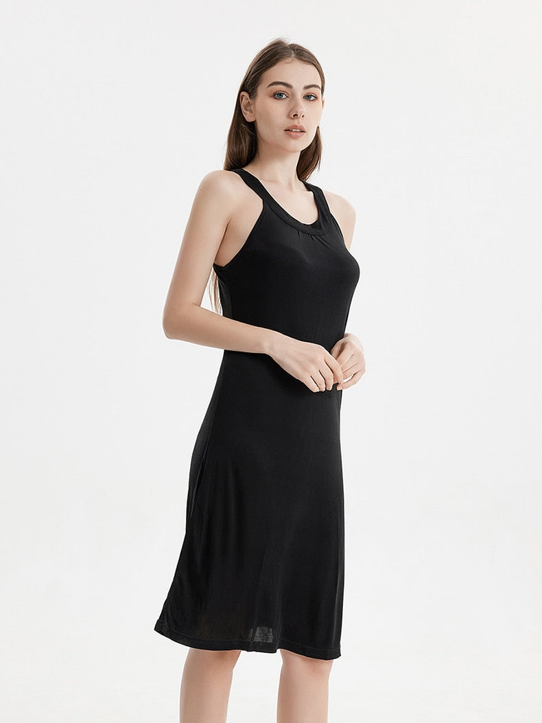Pure Mulberry Silk-Viscose Blend Halter Neck Midi Dress