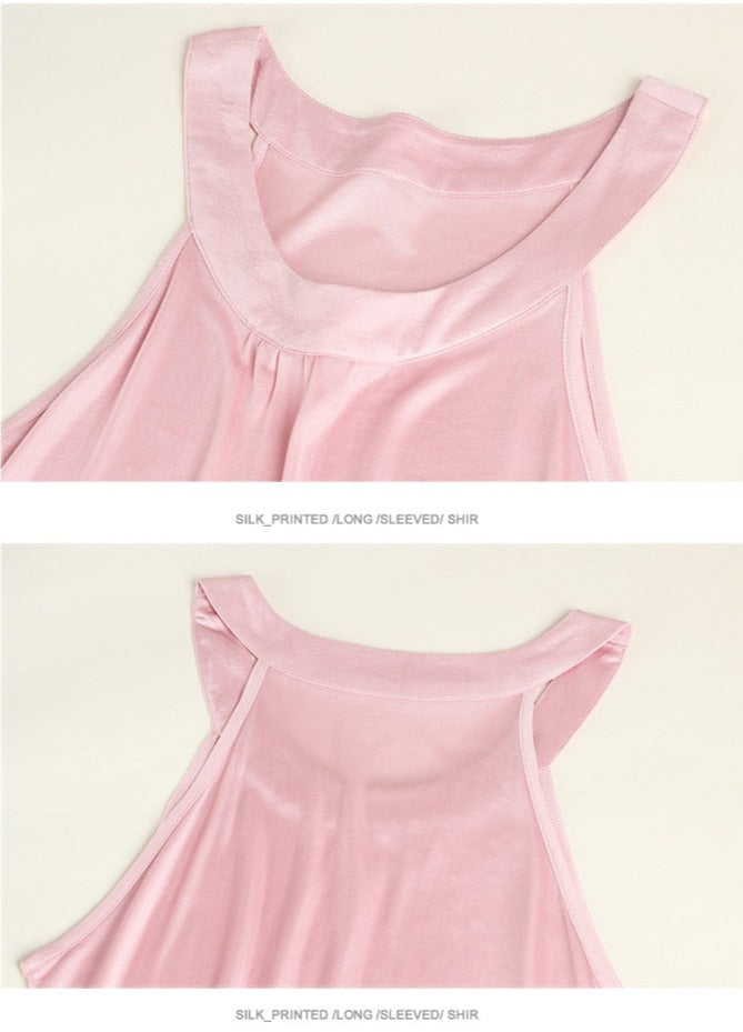 Pure Mulberry Silk-Viscose Blend Halter Neck Midi Dress