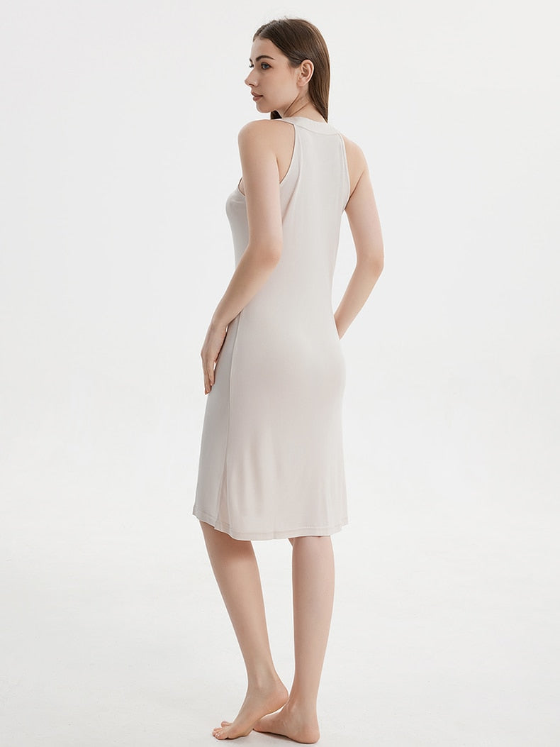Pure Mulberry Silk-Viscose Blend Halter Neck Midi Dress