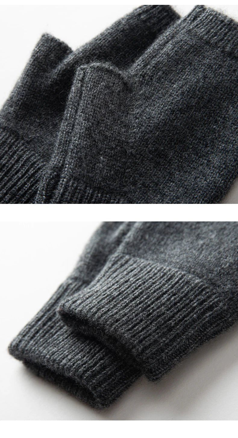 100% Premium Goat Cashmere Handmade Fingerless Gloves