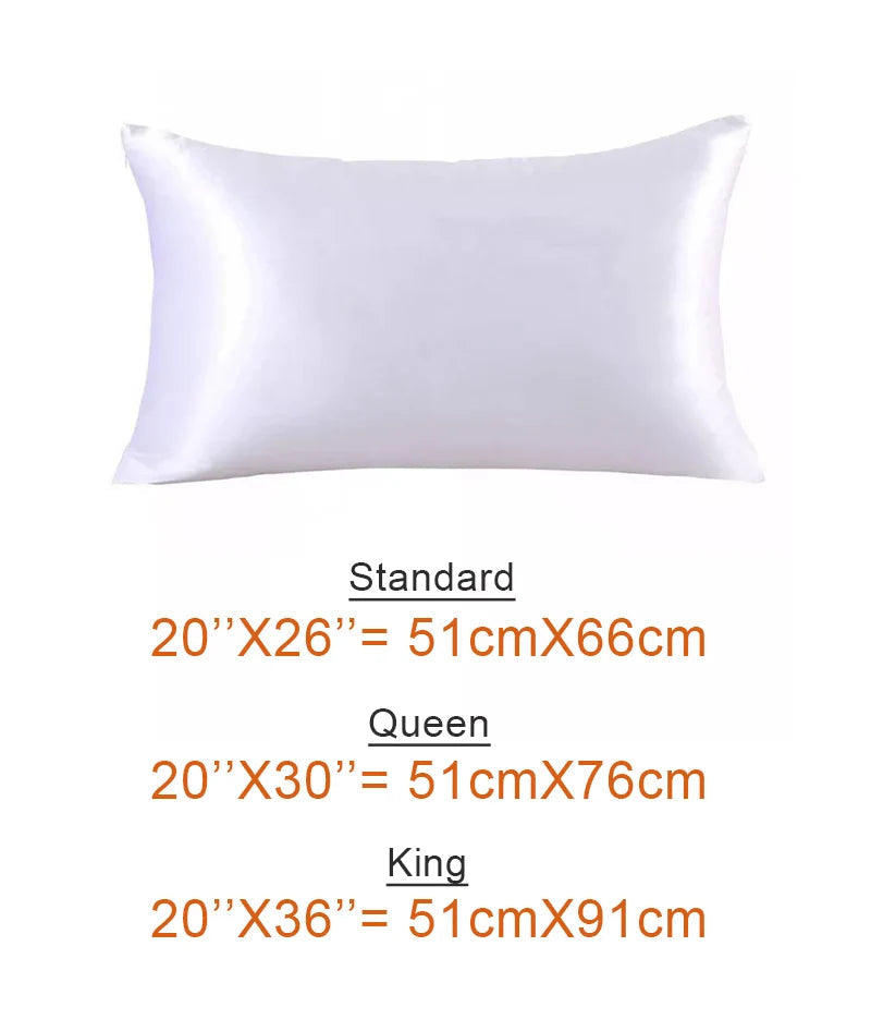Pure mulberry silk white pillowcase with size measurements