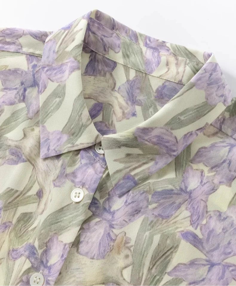 100% Premium Mulberry Silk Charming Flowers Shirt