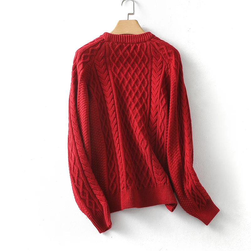 100% Premium Australian Merino Wool Diamond Knit Crew Neck Sweater