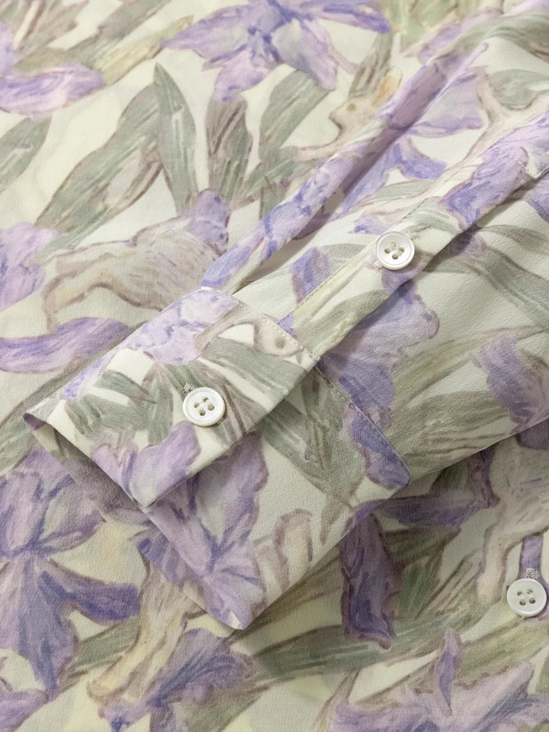 100% Premium Mulberry Silk Charming Flowers Shirt