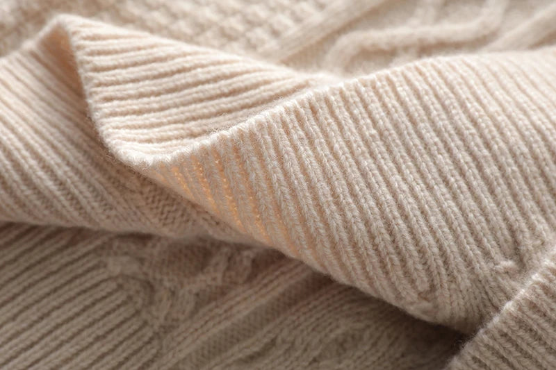 100% Premium Australian Merino Wool Diamond Knit Crew Neck Sweater