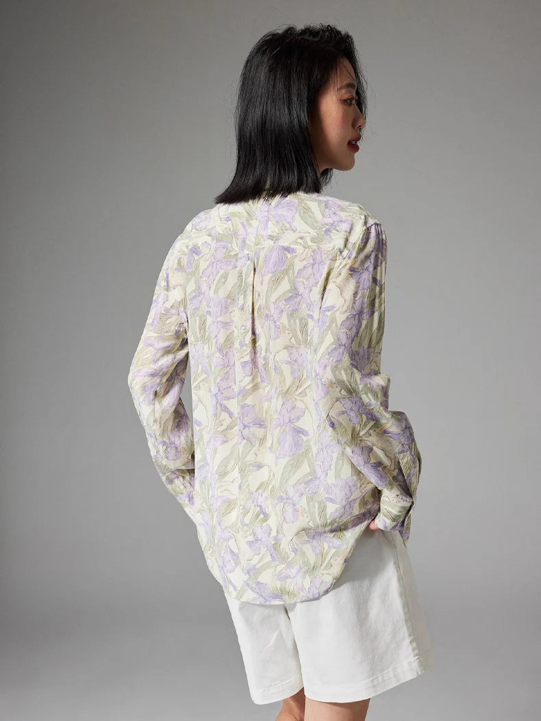 100% Premium Mulberry Silk Charming Flowers Shirt