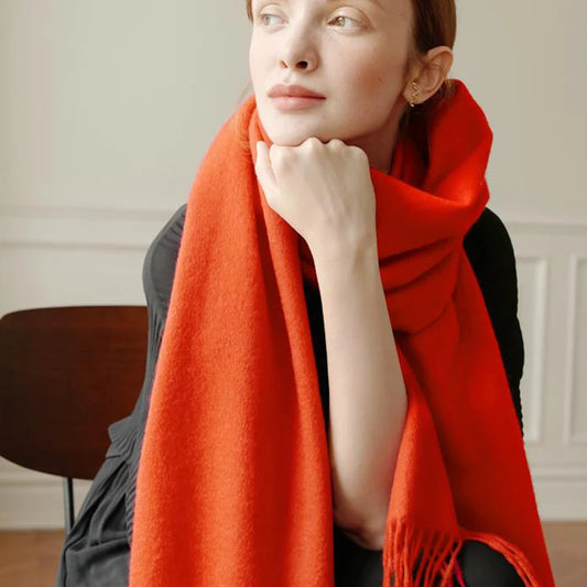 100 Premium Mongolian Lamb Wool Soft Super Warm Women's Scarf