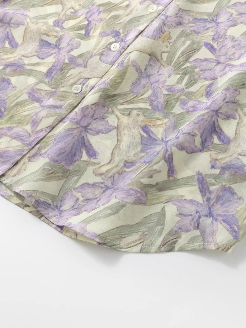100% Premium Mulberry Silk Charming Flowers Shirt