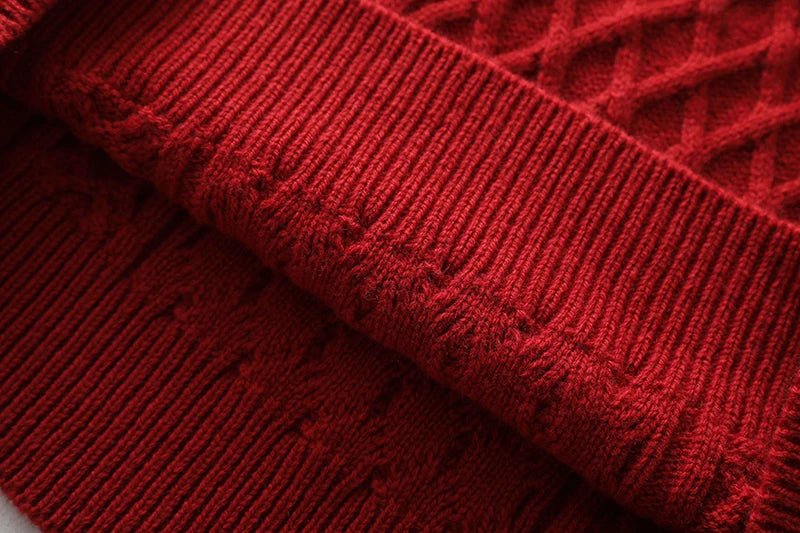 100% Premium Australian Merino Wool Diamond Knit Crew Neck Sweater