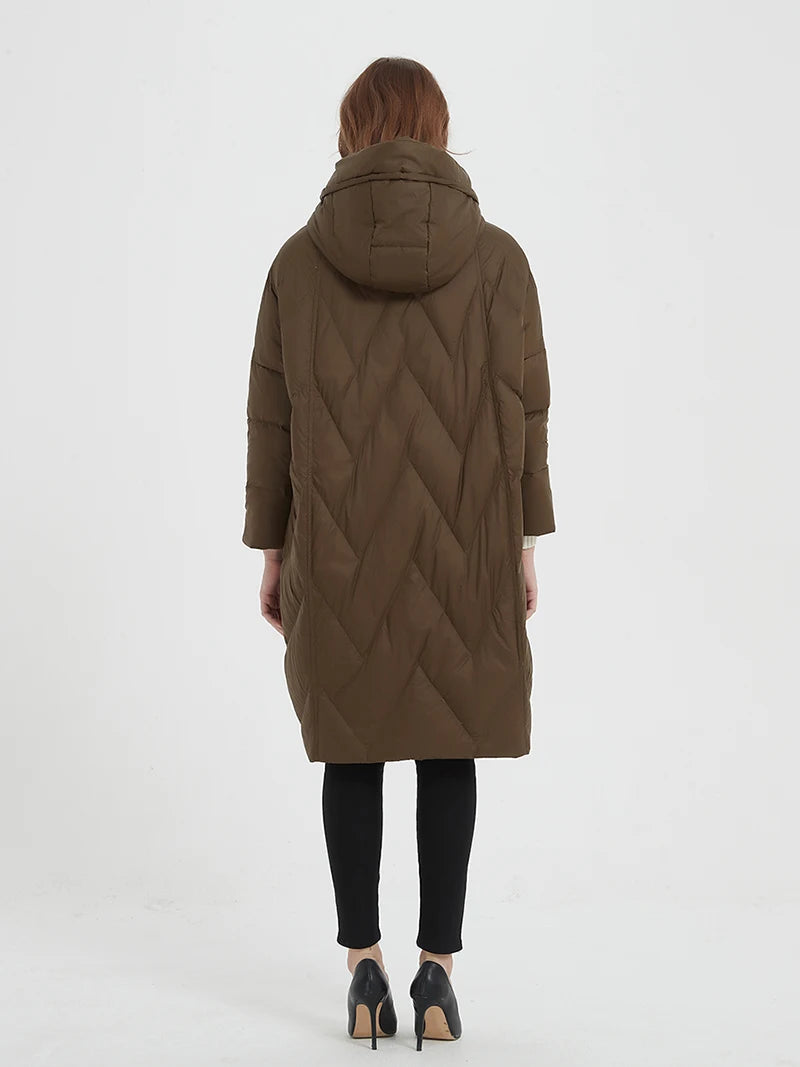 Premium White Duck Down Warm Oversize Hooded Parka