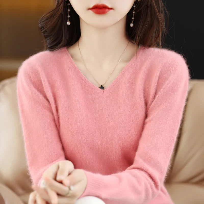 100% Premium Mink Wool Knitted Warm Women Sweater