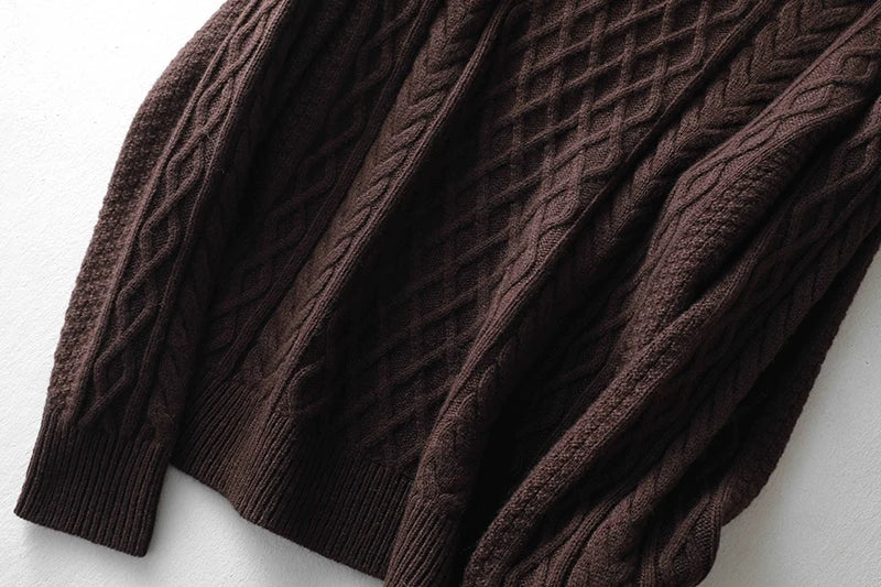 100% Premium Australian Merino Wool Diamond Knit Crew Neck Sweater