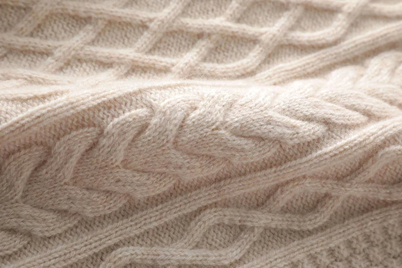 100% Premium Australian Merino Wool Diamond Knit Crew Neck Sweater