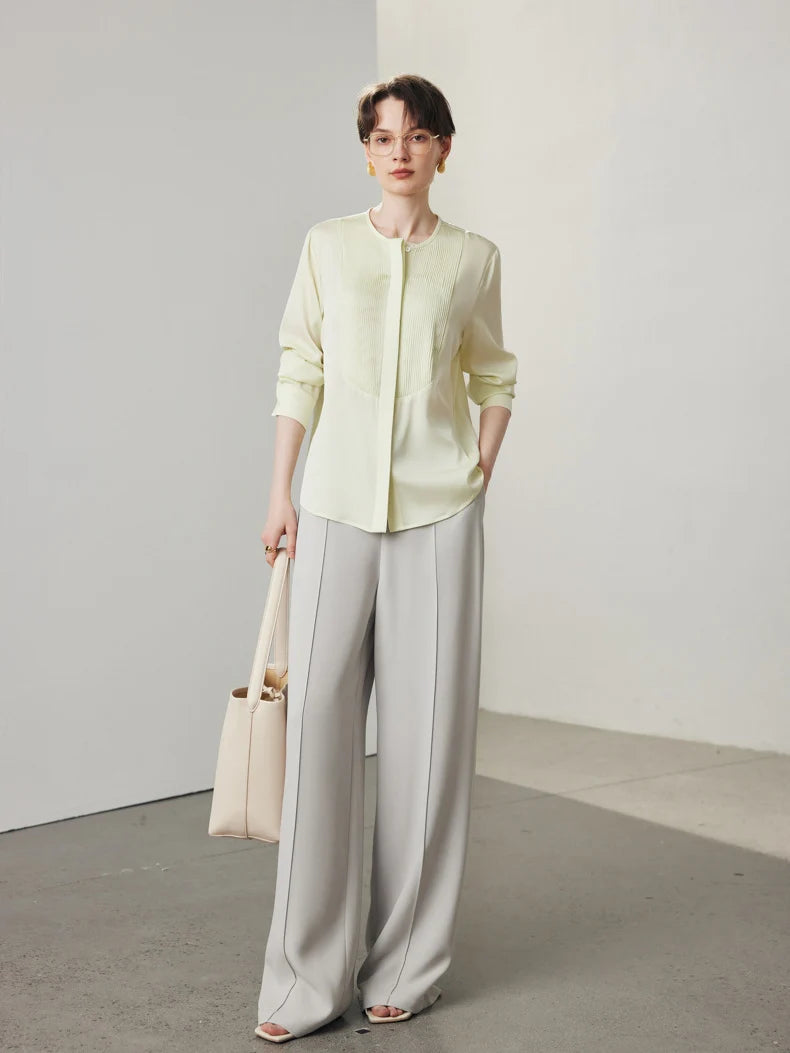 19 mm Premium Mulberry Silk Elegant Shirring Front Women's Shirt