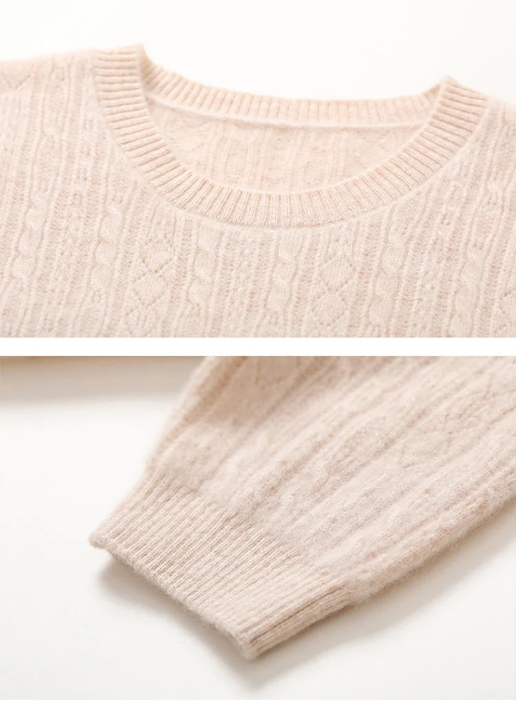 100% Premium Cashmere Crew Neck Short Sleeve Chic Women's Sweater