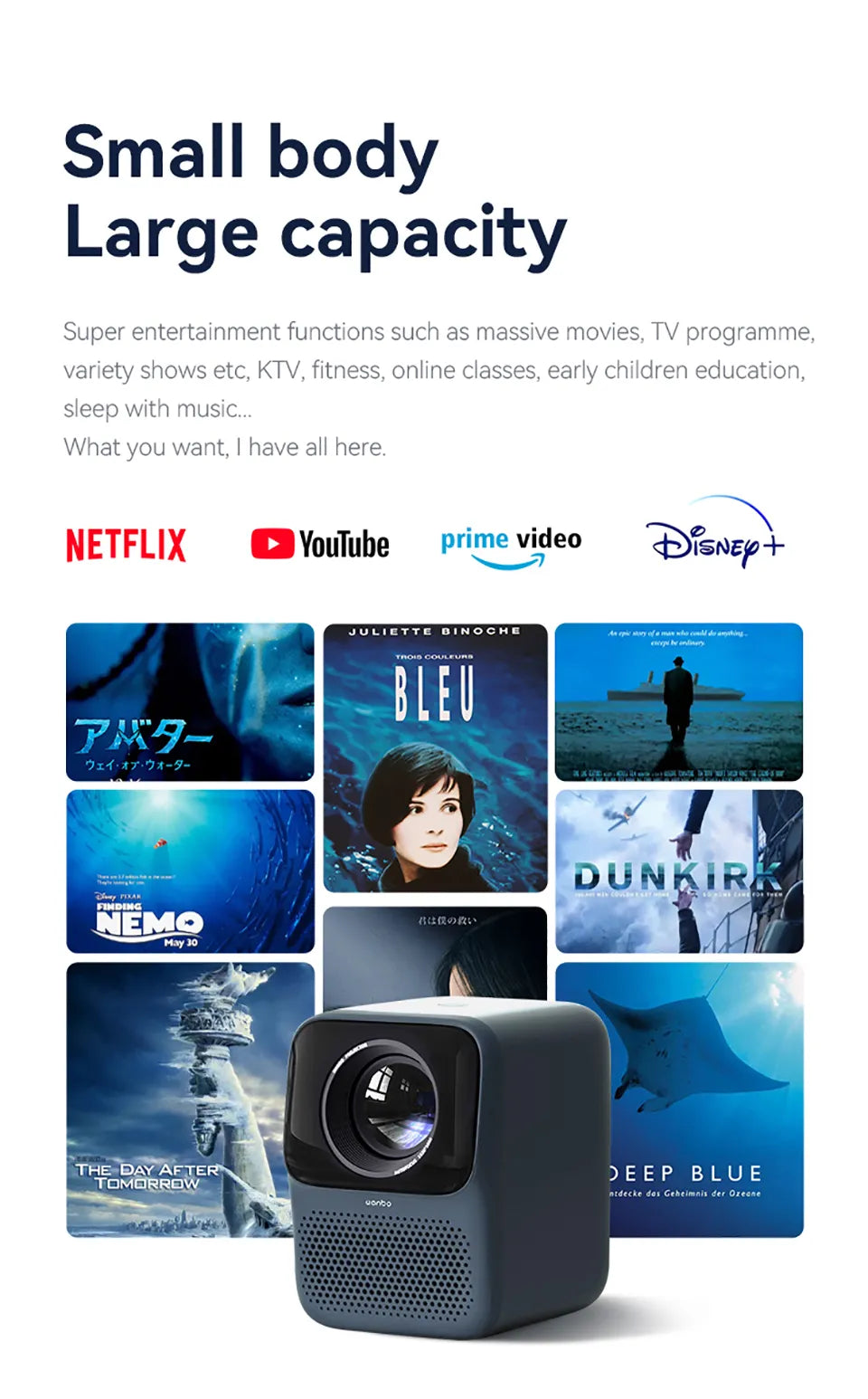 Premium AI Integrated 1080p Full Hd Android 9.0 Mini Wifi Portable Home Smart Projector Theater
