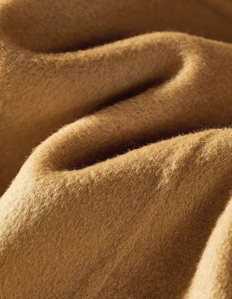100% Wool Handmade Notched Lapels Elegant Women's Long Coat