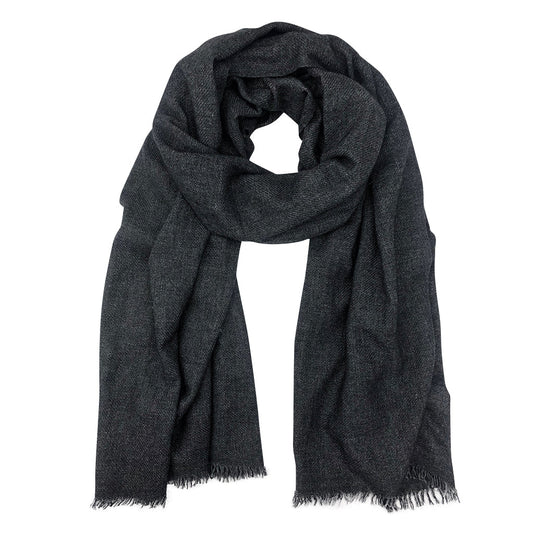 100% Premium Himalayan Goat Cashmere Unique Hand Knitted Unisex Scarf - Black