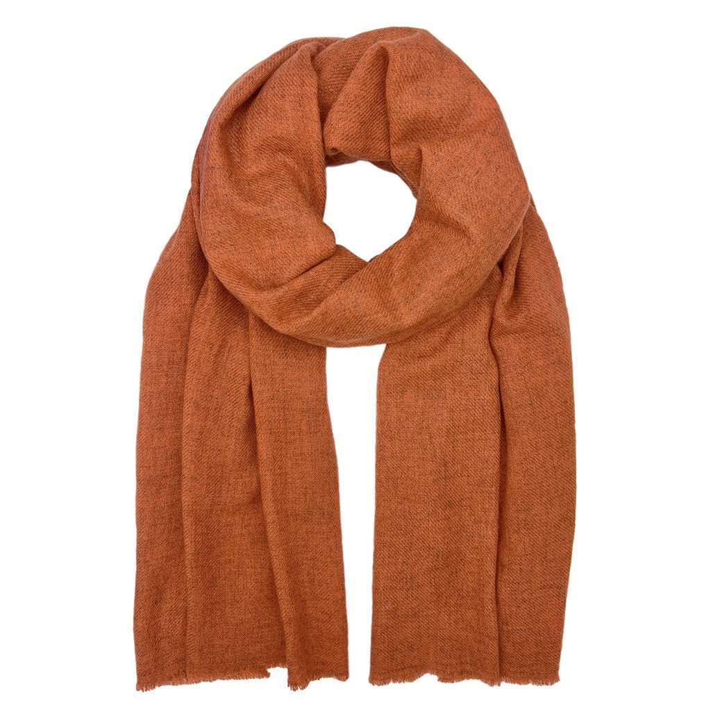 100% Premium Himalayan Goat Cashmere Unique Hand Knitted Unisex Scarf - Terracotta