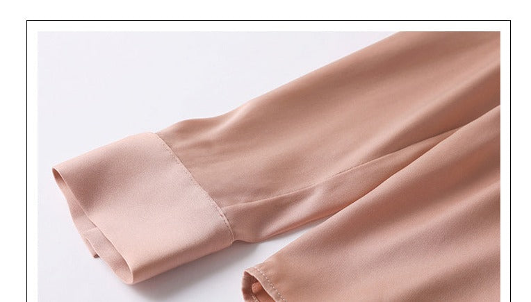 Pure Mulberry Silk Bow Collar Women's Top