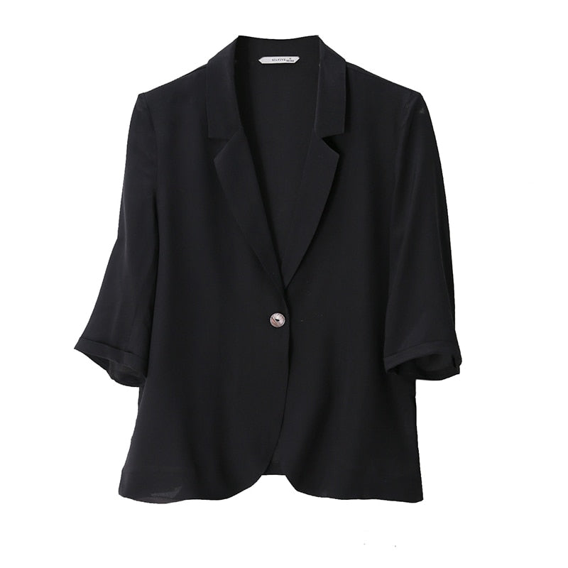 100% Mulberry Silk Solid Women Blazer