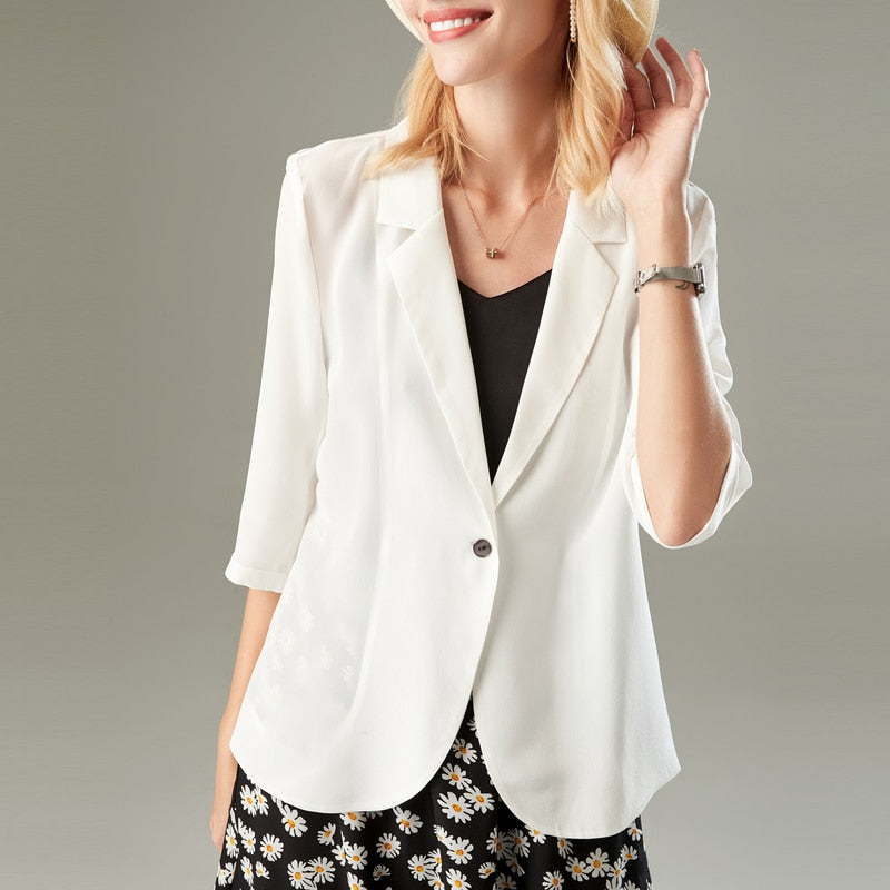 100% Mulberry Silk Solid Women Blazer