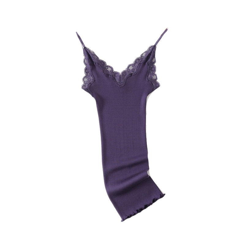 Pure Silk Cotton Blend Lace Camisole