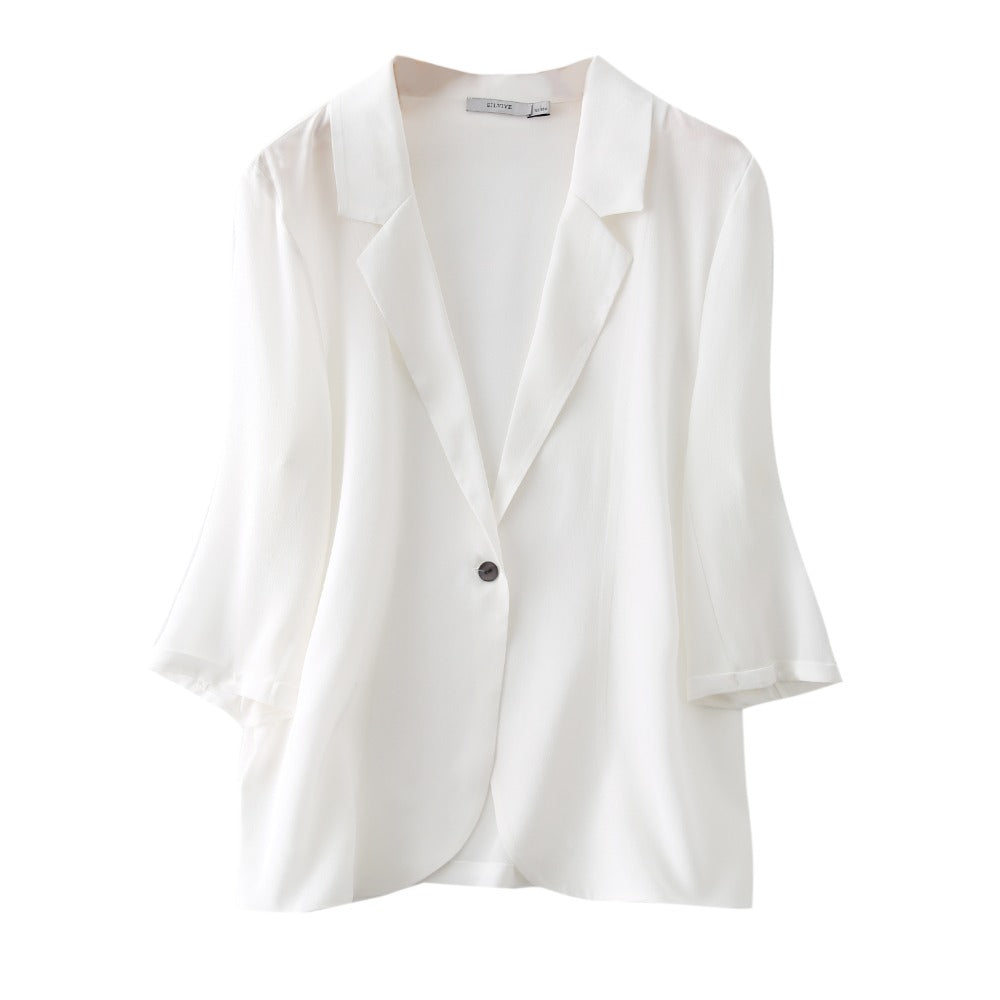 100% Mulberry Silk Solid Women Blazer