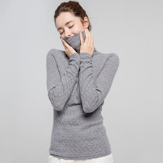 100% Premium Cashmere High-Necked Women Sweater