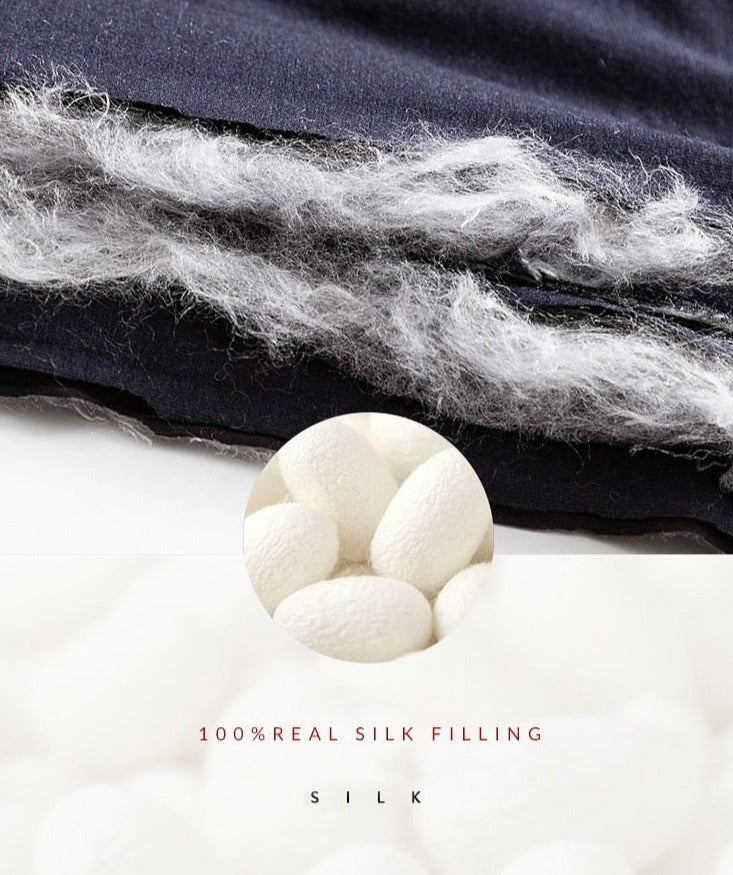 100% Premium Mulberry Silk Filled Solid Knitted Thermal Leggings