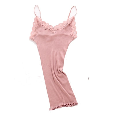 Pure Silk Cotton Blend Lace Camisole