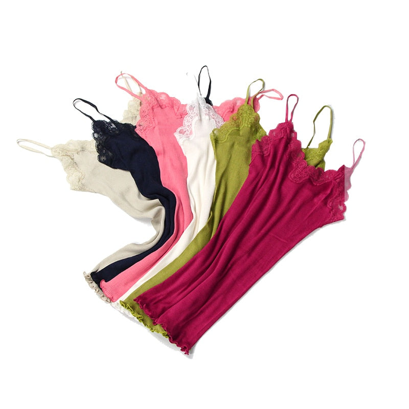 Pure Silk Cotton Blend Lace Camisole