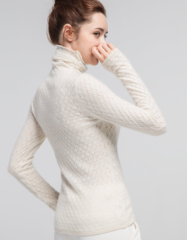100% Premium Cashmere High-Necked Women Sweater