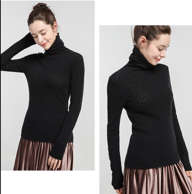 100% Premium Cashmere High-Necked Women Sweater