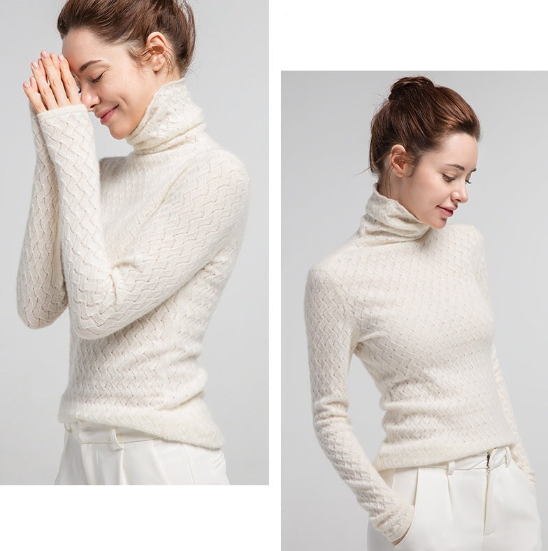 100% Premium Cashmere High-Necked Women Sweater