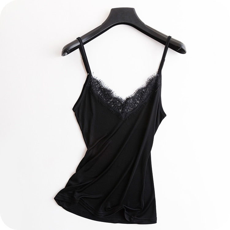 Premium Silk-Viscose Blend Lace Camisole