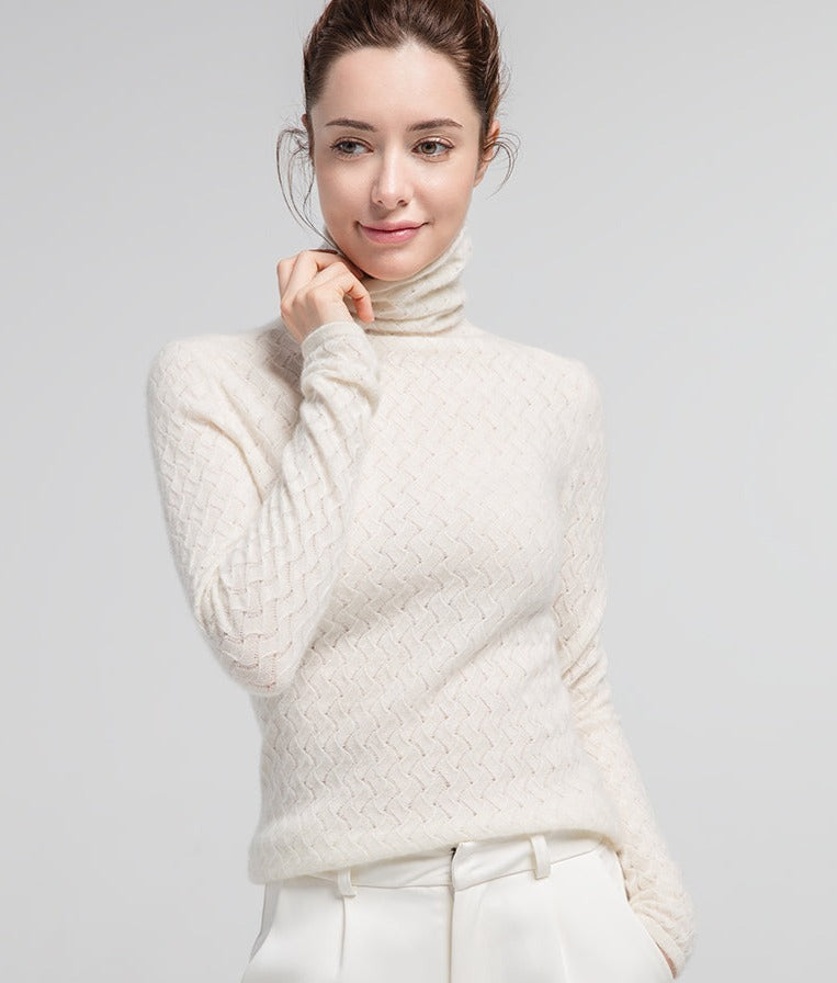 100% Premium Cashmere High-Necked Women Sweater