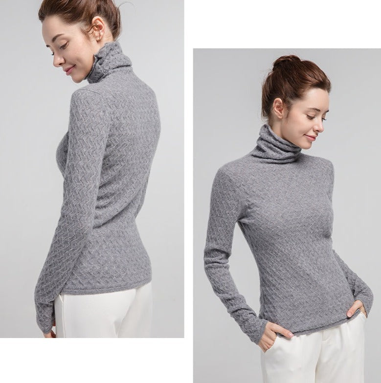 100% Premium Cashmere High-Necked Women Sweater