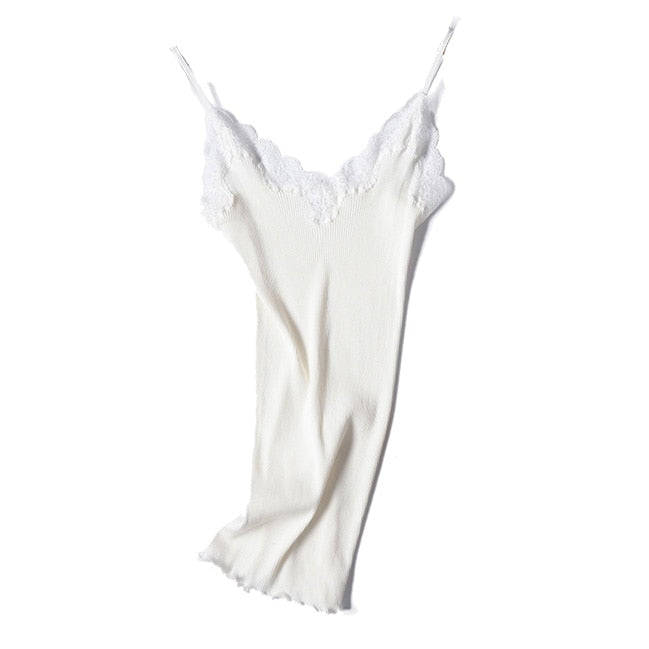 Pure Silk Cotton Blend Lace Camisole