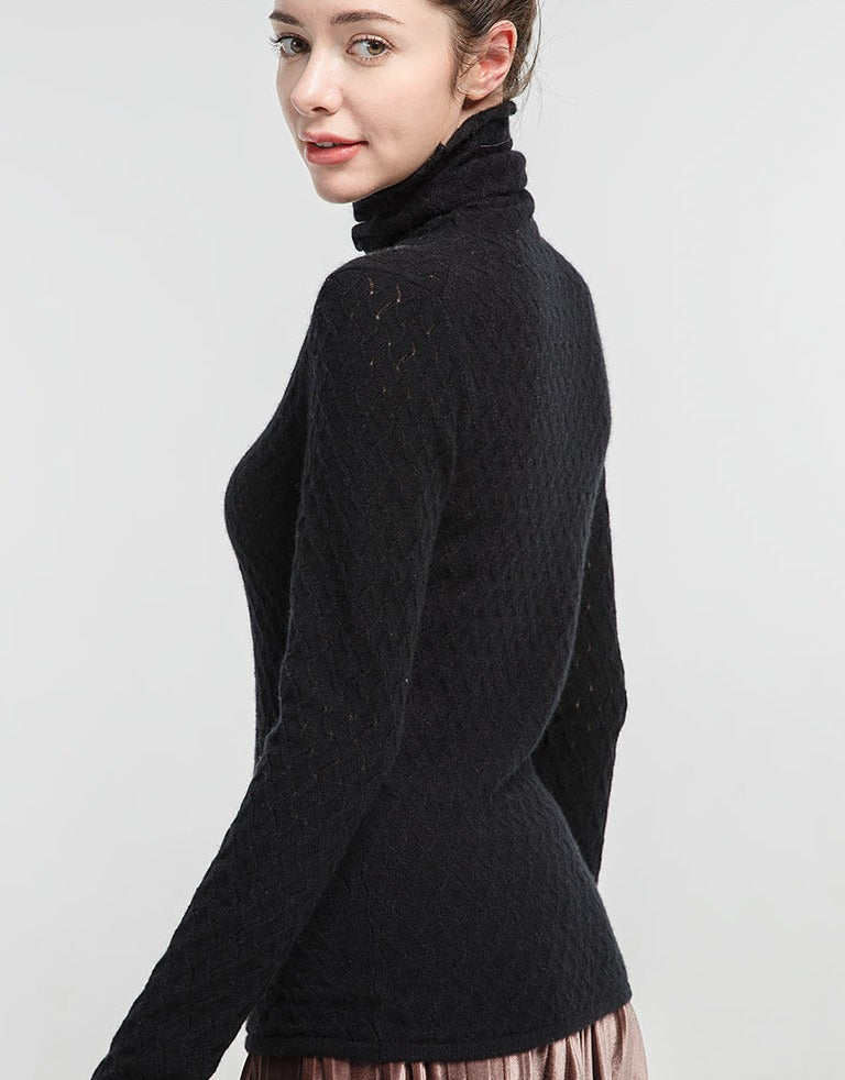 100% Premium Cashmere High-Necked Women Sweater