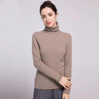 100% Premium Cashmere High-Necked Women Sweater