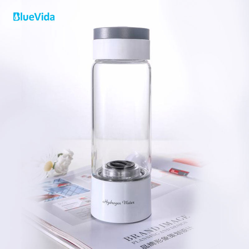 Powerful Antioxidant: SPE & Amp; PEM Hydrogen Water Generator - 380ML Glass Water Bottle