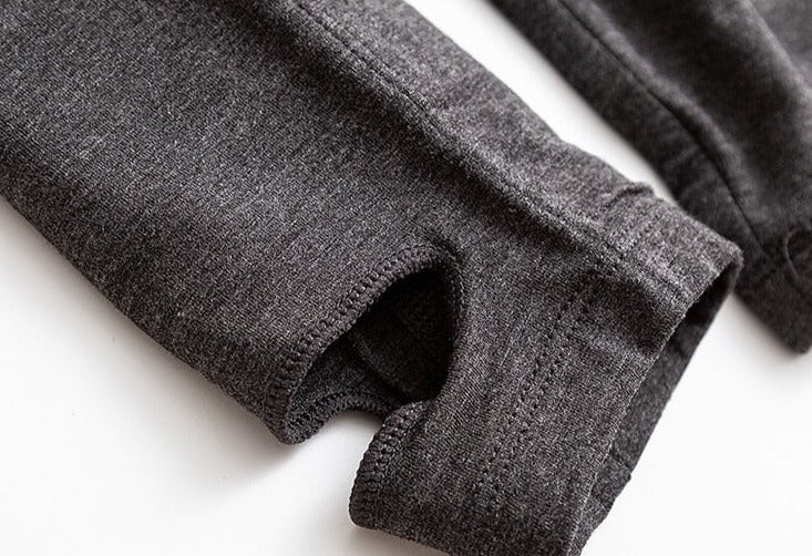 100% Premium Mulberry Silk Filled Solid Knitted Thermal Leggings